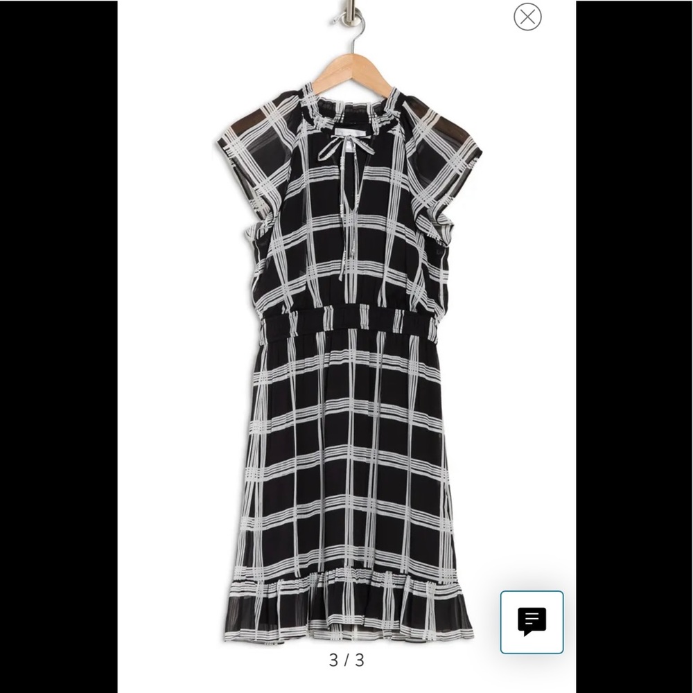 London Times Grid Strokes Plaid Ruffle Hem Dress - Picture 3 of 3